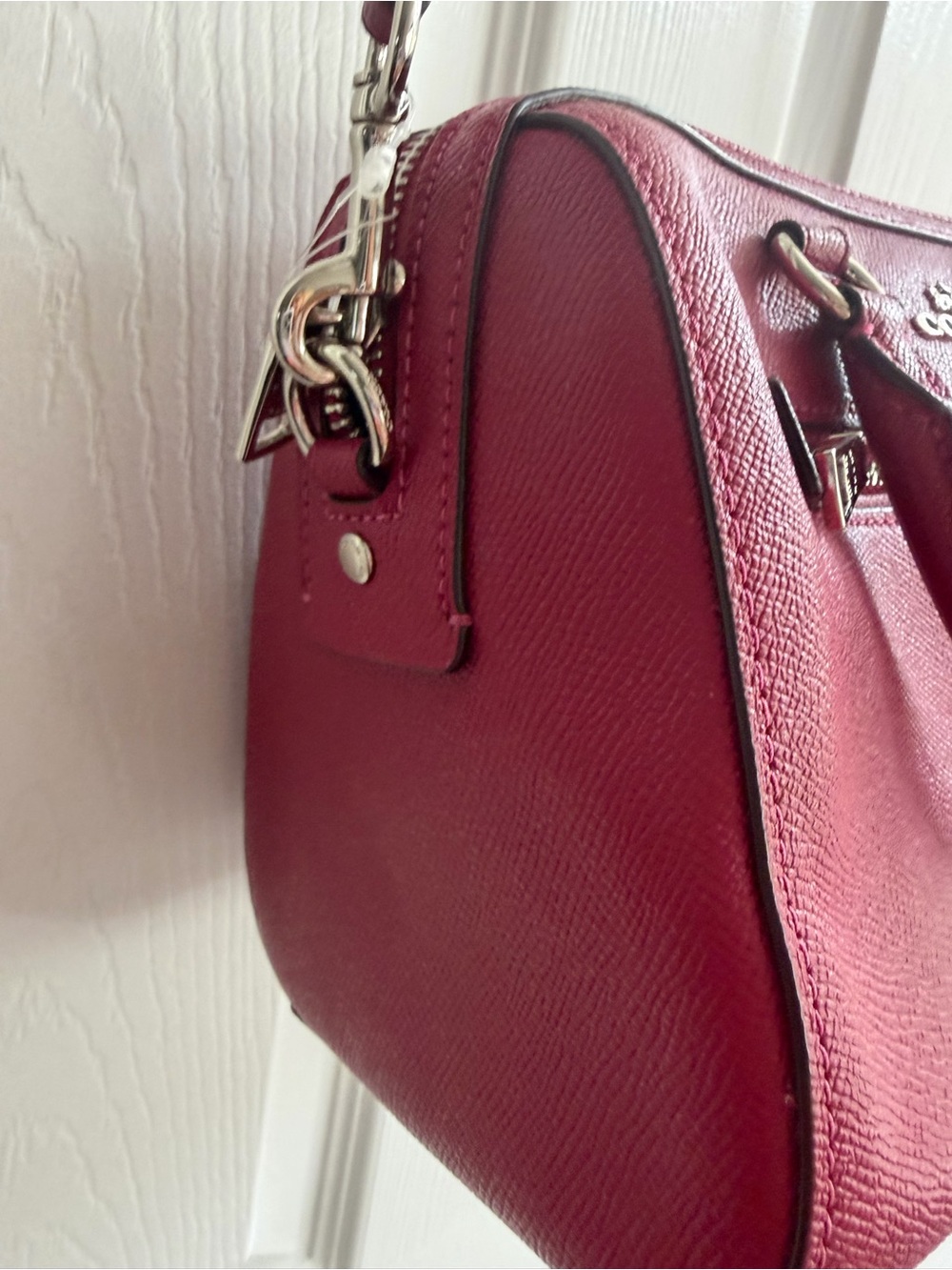 Coach Berry Pink Leather Satchel Crossbody Bag EUC - Picture 7 of 15